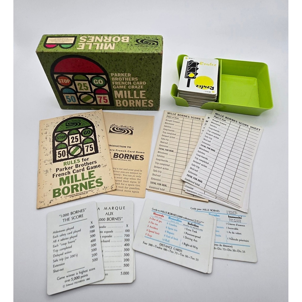 Parker Brothers Mille Bornes Card Game 1962 French Craze English Complete Vtg